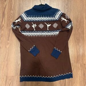 NWT Rachel Antonoff x Nuuly Brown & Navy Fair Isle Turtleneck Sweater Dress
